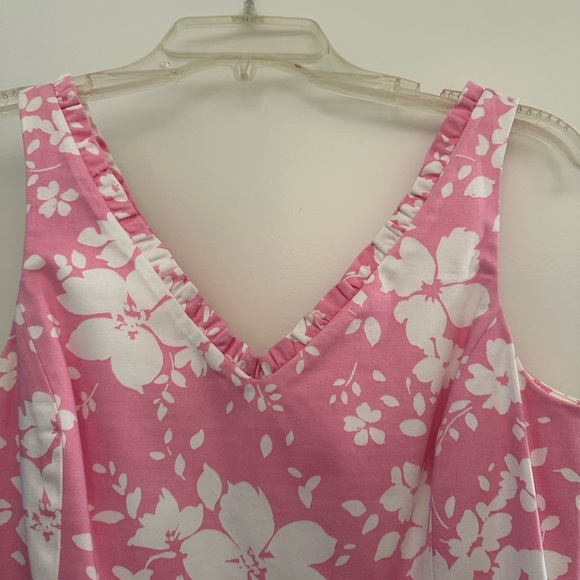 Jones New York petite Pink and White Floral Mini stretch poplin  Dress - Picture 2 of 6